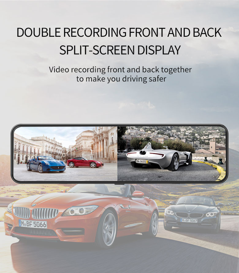 170 Degree Loop Recording 4k Rear View Mirror Camera 25fps Touch Screen Car Camera