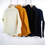 Children's high neck long sleeve cotton top baby girls Ribbed Knit sweater