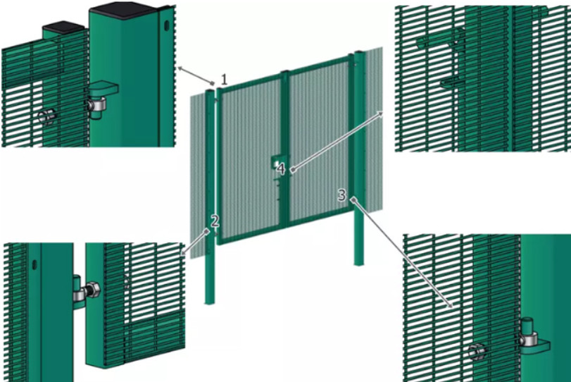 Powder Coated Green Color 358 Security Fencing For Residential Area