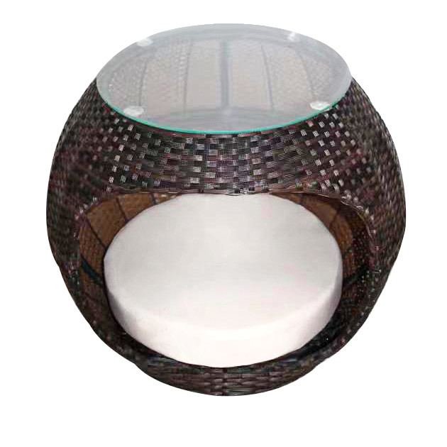 13mm Eco-Friendly Rattan Cat Bed Woven Apple-Shape Dome Cat Cave Cushion Coffee Table Natural Pet Houses Furniture