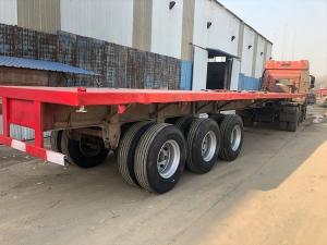 Quality 60 Ton Used Flatbed Semi Trailer , 40ft 3 Axle Flatbed Semi Trailer wholesale