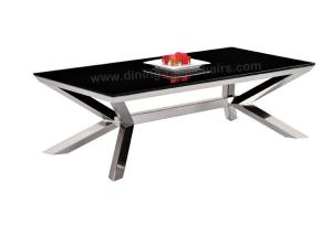 Quality Rectangle Fixed Dining Table , Stainless Steel Black Painted Dining Table wholesale