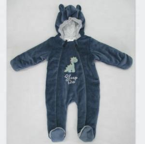Quality Velvet Padded Pyjama Winter Warm Hooded Baby Boy Footies wholesale