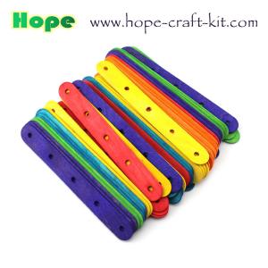 Quality Natural wood color, asst colors wooden craft sticks with holes for hobbies and children DIY hand-craft wholesale