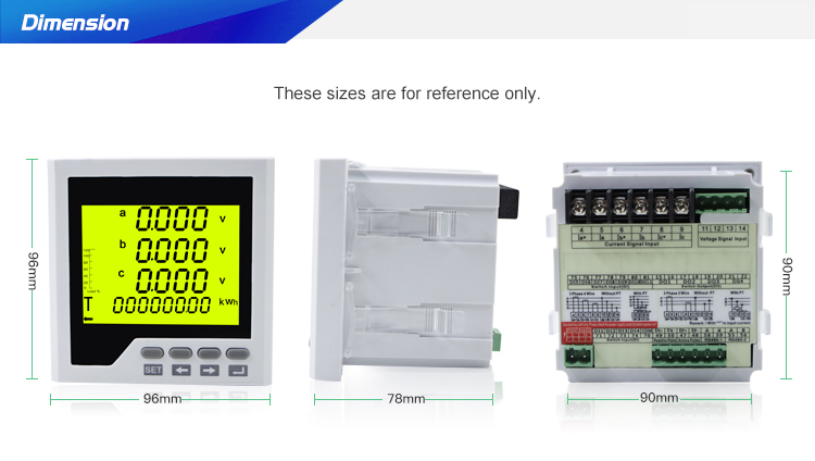 Three Phase LCD display Multifunction Power Meter with RS485 Communication Port