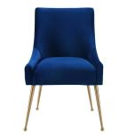hot sale deep blue velvet fabric stainless steel leg dining chairs for wedding
