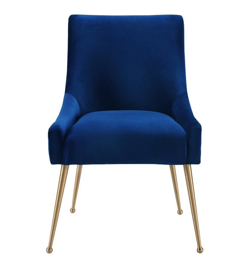 hot sale deep blue velvet fabric stainless steel leg dining chairs for wedding event