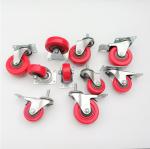 3 4 5inch Industry Wheel Barrow Wheels Double Bearing Red Plastic Wheel Caster
