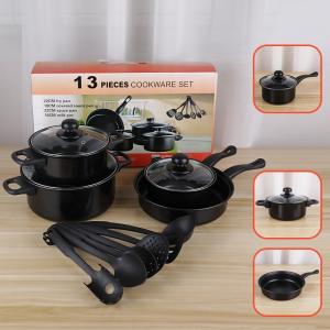 Quality Kitchen 13 Piece Non Stick Cast Iron Cookware Set Black Pot And Pans wholesale
