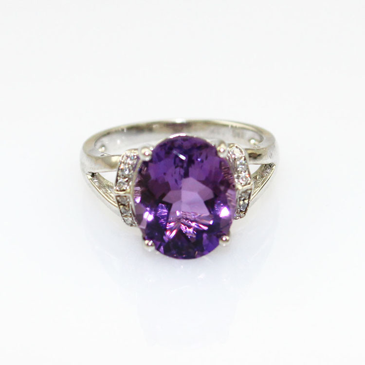 925 Silver 8mmx10mm Oval Blue Topaz Cubic Zircon Ring(R240)
