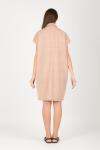 Summer women's fashion oversized cotton shirt dress in beige
