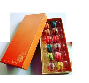 Quality CMYK Printing 900g Grey Cardboard Paper Gift Box 24pcs Macaron Shipping Containers wholesale