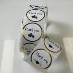 Gold Foil Private Thank You Label Sticker Roll Adhesive with Custom Design