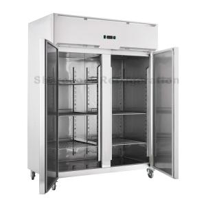 Quality Kitchen 1285L Vertical Double Door Fridge Fan Cooling Stainless Steel wholesale