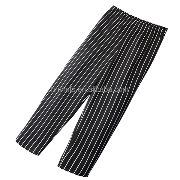 White Black Stripe Chef Work Pants Trouser Unisex Chef Pants