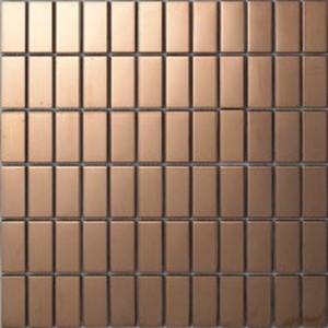 China Champaign Gold Square Stainless Steel Mosaic Tiles Mixed Pattern For Living Room Decoration on sale