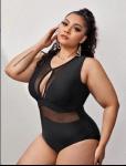 Hollow Extra Large Swimsuits Backless Black Sexy Bikini