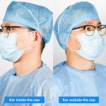 Hospital Medical Surgical Cap / Disposable Non Woven Blue Surgical Doctor Cap