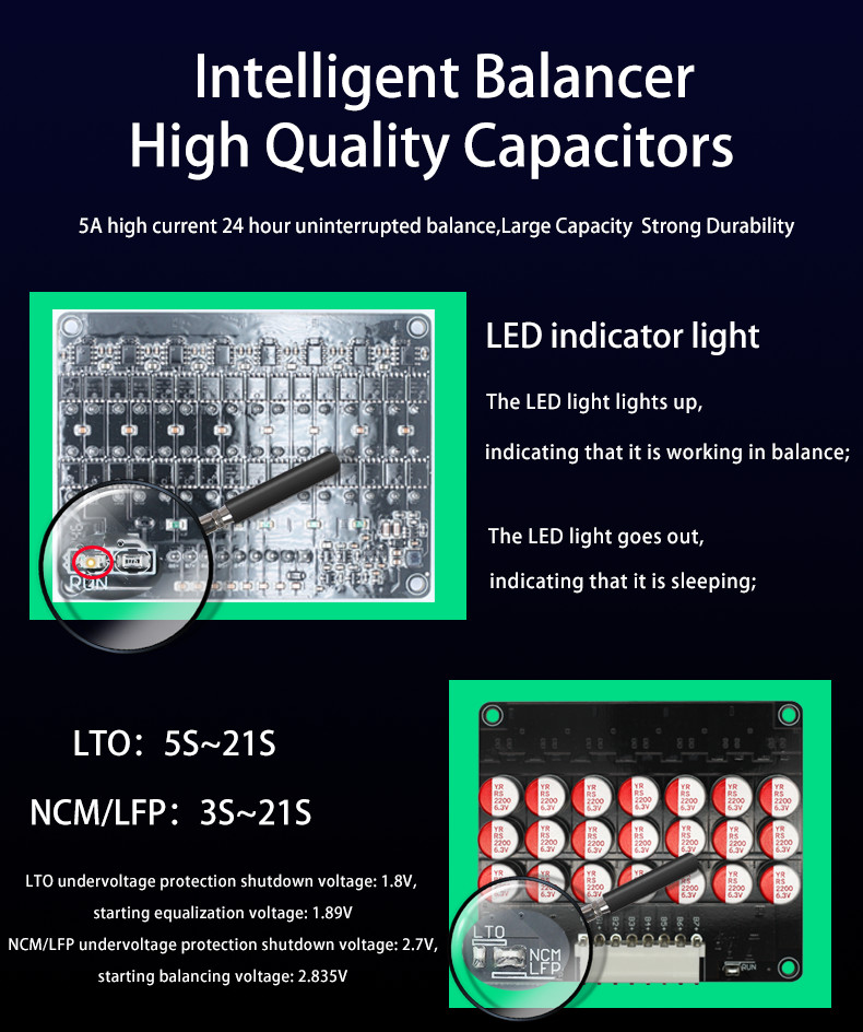 Enerkey 4-6S 5A Active Balancer Battery Capacitor Equalizer Board for 12V 24V 6s BMS For RV energy storage