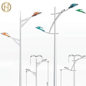 Quality 3m Round Galvanised Steel Posts Twin Arms Highway Light Pole wholesale