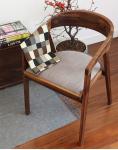 Modern Solid Wood Chairs Dining Furniture With Leather Seater And Armrest