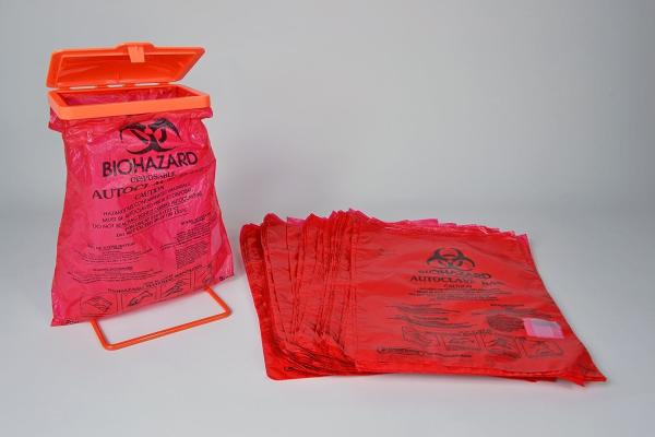 Scientific Steel Wire Biohazard Bag Holder, Epoxy Coated, Standard-Sized