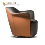 90cm Length Modern Leisure Chair Stainless Steel Base Pu Leather Armchair
