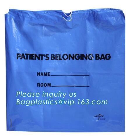 Biodegradable LDPE material hotel laundry garment poly bag on roll,Packaging poly laundry bag with cotton string rope ha