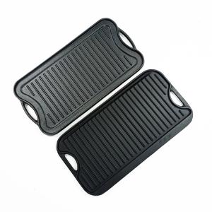 Quality Matt Black 17X9.8&quot; Cast Iron Flat Griddle Pan For BBQ Camping wholesale