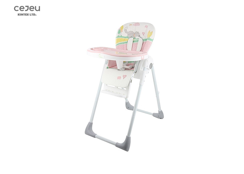 6 Height Adjusted Pink High Chair 7.8KG 3 Position FootPlate