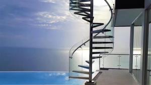 Quality Spiral Staircase VH06S Spiral Stainless Steel Stair Tread Beech Curved Glass Handrail 304 Stainless Steel wholesale