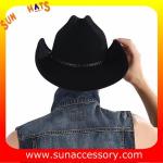 0372 wool felt cowboy hats for mens, black western cowboy hats