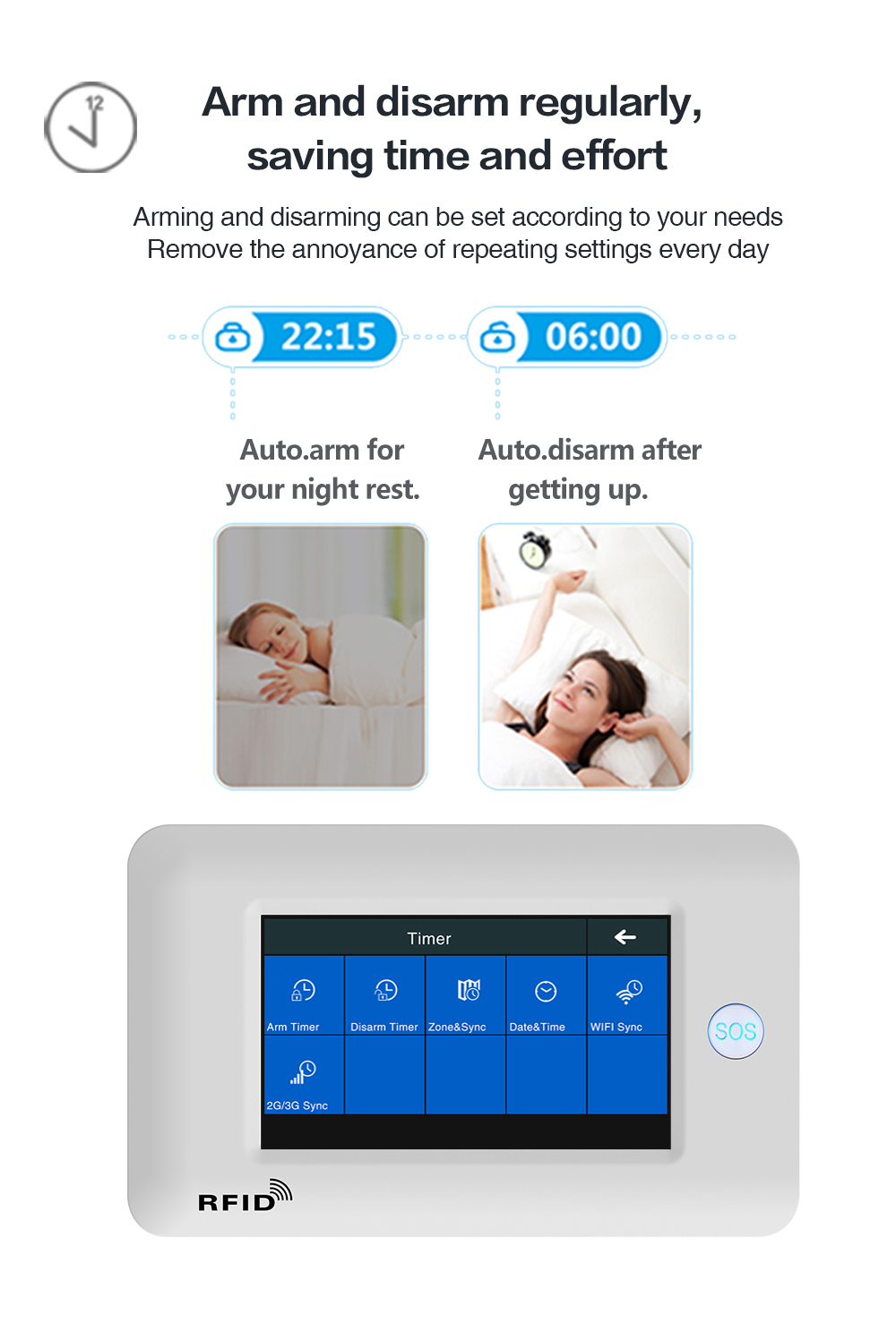 433Mhz WIFI GSM Alarm System 1900mHA Smart Alarm Sensor Touch Screen