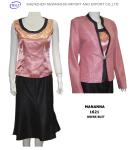 Long sleeves bright pink women elegant skirt suits