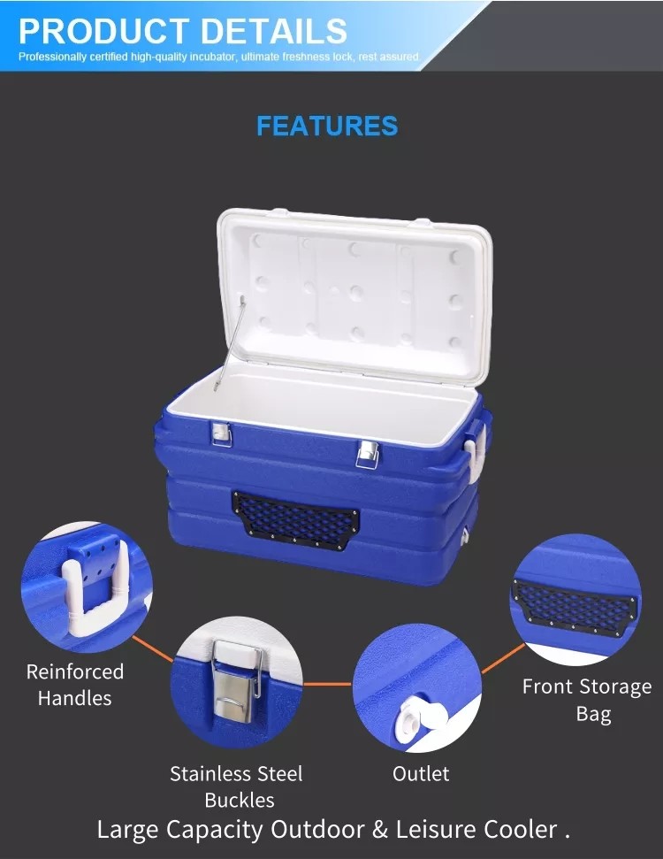 Phefon 90L With Wheels Outdoor Ice Box Cooler Box With Ice Pack