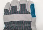 Anti Slip Custom Double Palm Leather Work Gloves Red / Yellow / Blue Color