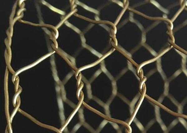 Rugged Decorative Concertina Hexagonal Wire Mesh Cooper Brass Twist Anti