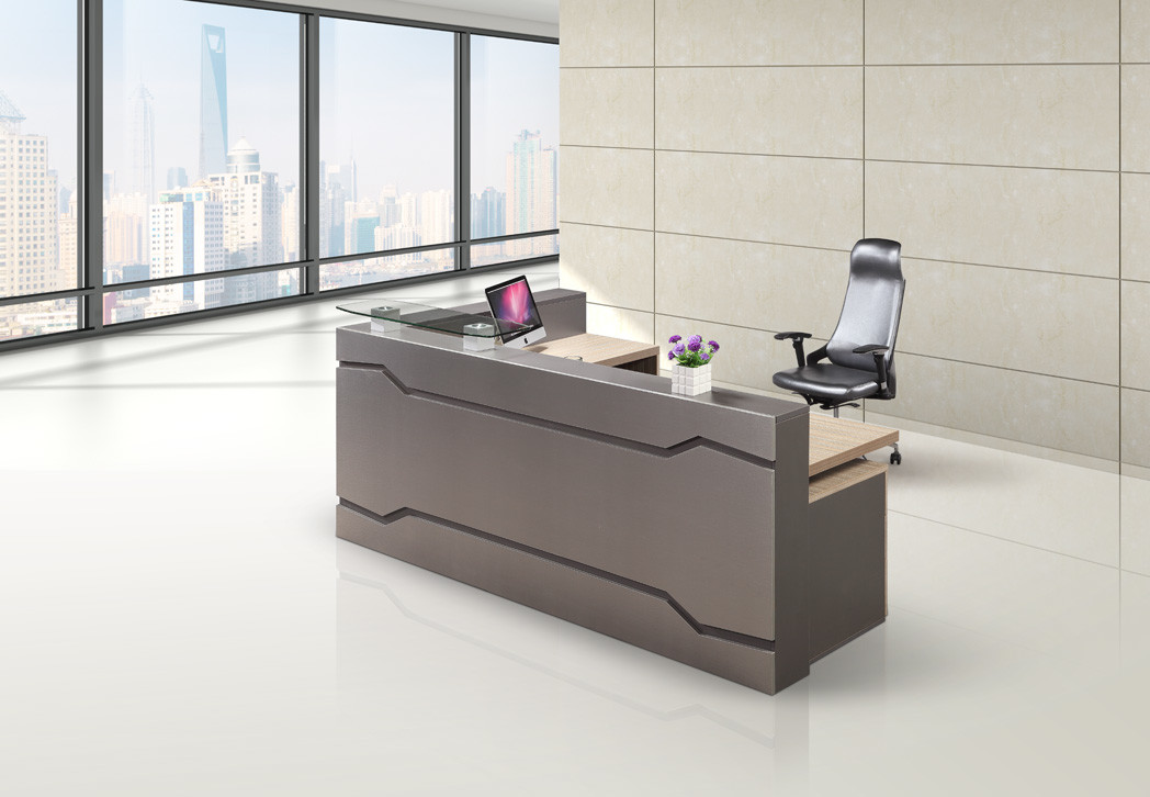 Long MDF Paint Office Furniture Reception Desk Easy Modern Appearance