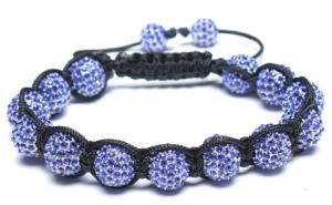 Quality Adjustable Shamballa Bracelet, Blue Rhinestone Ball wholesale