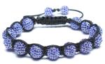Adjustable Shamballa Bracelet, Blue Rhinestone Ball