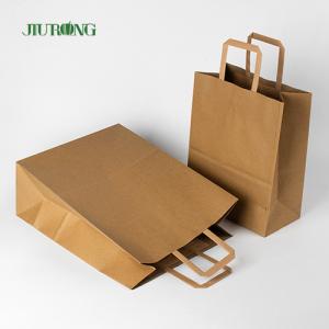 Quality SOS Brown Kraft Paper Bag With Handle Recycled Lunch Food Packaging wholesale