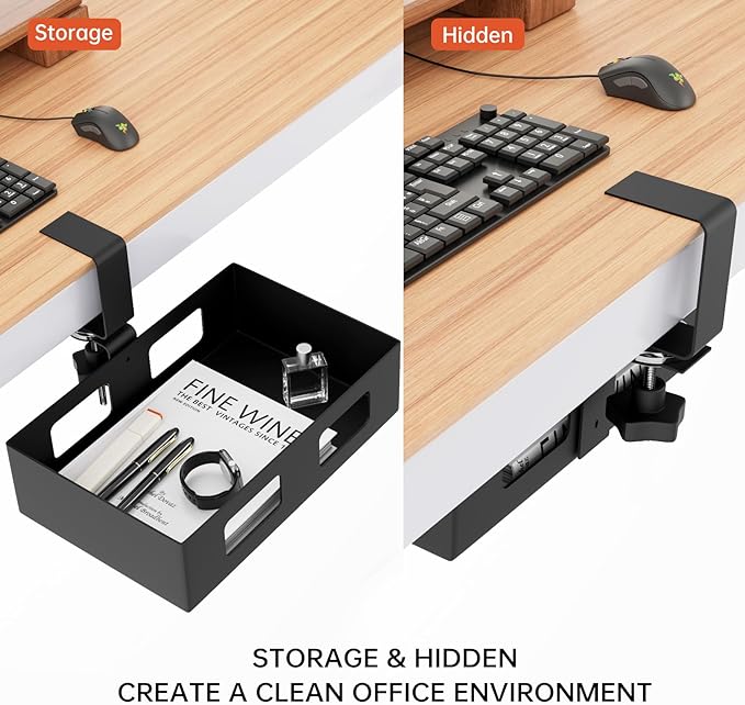Organize Your Workstation with Cable Management Tray and Under Desk Swivel Organizer
