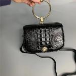 Genuine Alligator Leather Round Handle Female Small Handbag Lady Saddle Purse
