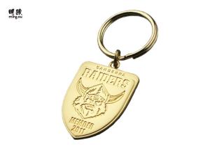 Quality Gold Metal Key Ring Dmbossed Design RAIDERS Logo , 32mm Chain Attachment wholesale