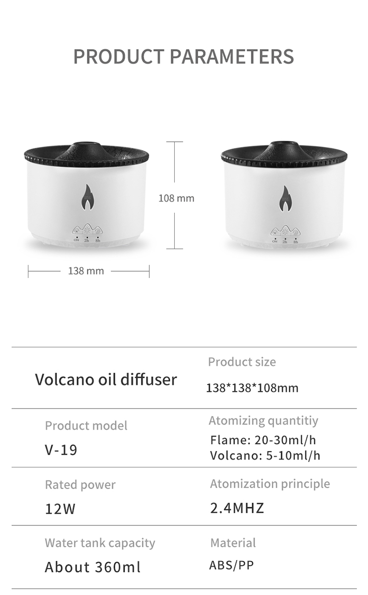 1 Sample Ok Volcano Flame Humidifier Led Color Flame Effect Ultrasonic Aroma Oil Diffuser For Hotel Home Dropshipping