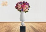 Decorative Frosted White Fiberglass Pot Planter With Frosted Black Base