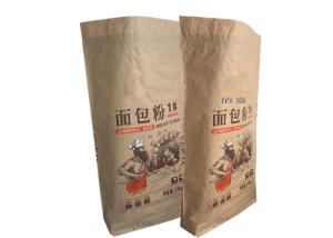 Quality Kraft Paper Wheat Flour Packaging Bags 25kg Food Grade Packaging Paper Bag wholesale