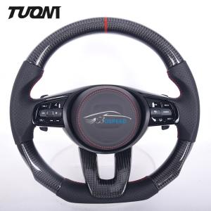 Quality Red Stripe Carbon Steering Wheel Black Perforated Leather Honda Auto Parts wholesale