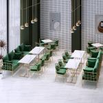 Breakfast Break Room Commercial Booth Seating Furniture Cafe Gold Stainless