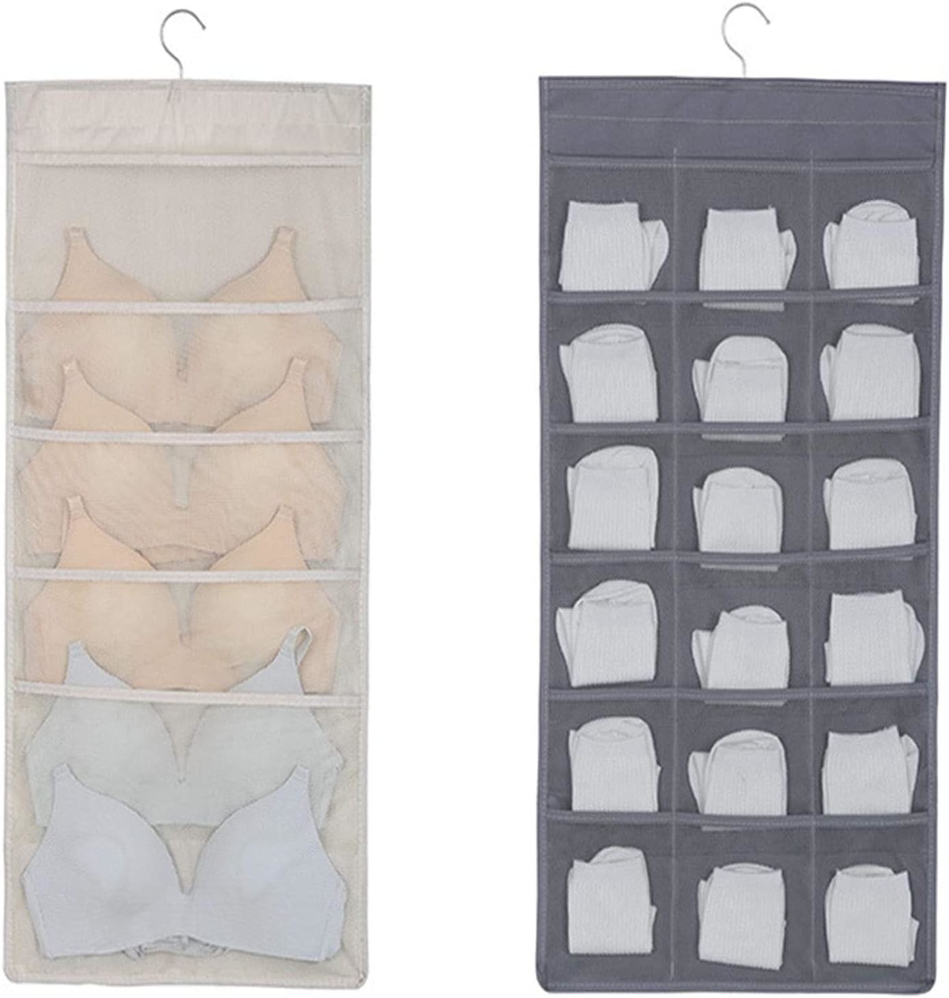 LIREX BRA STORAGE ORGANISER WITH 10 POCKETS, 1 PACK FOLDABLE UNDERWEAR HANGING ORGANIZER FOR WARDROBE WALL MOUNT BRA HAN